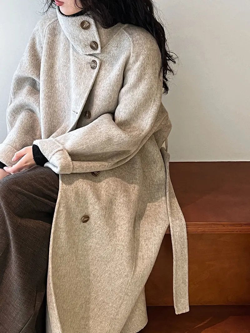 Stand Collar Double-Faced Wool Coat Plush Fashion Hub