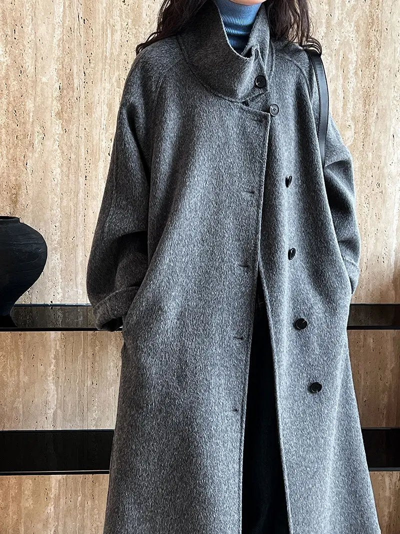 Stand Collar Double-Faced Wool Coat Plush Fashion Hub