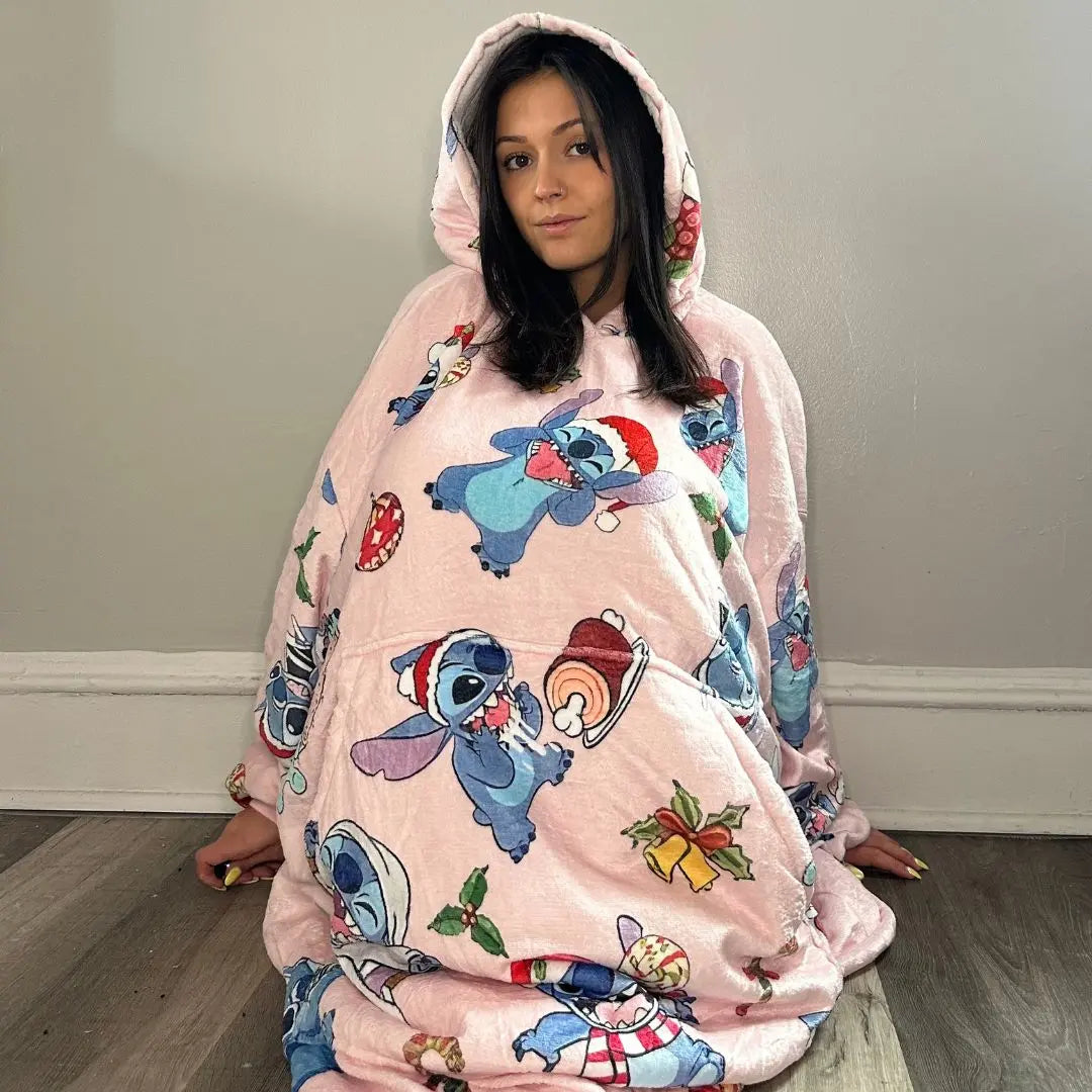 Stitch Oversized Wearable Blanket Hoodie – Pink Sherpa for Kids & Adults | OLM Toys Olm collectibles
