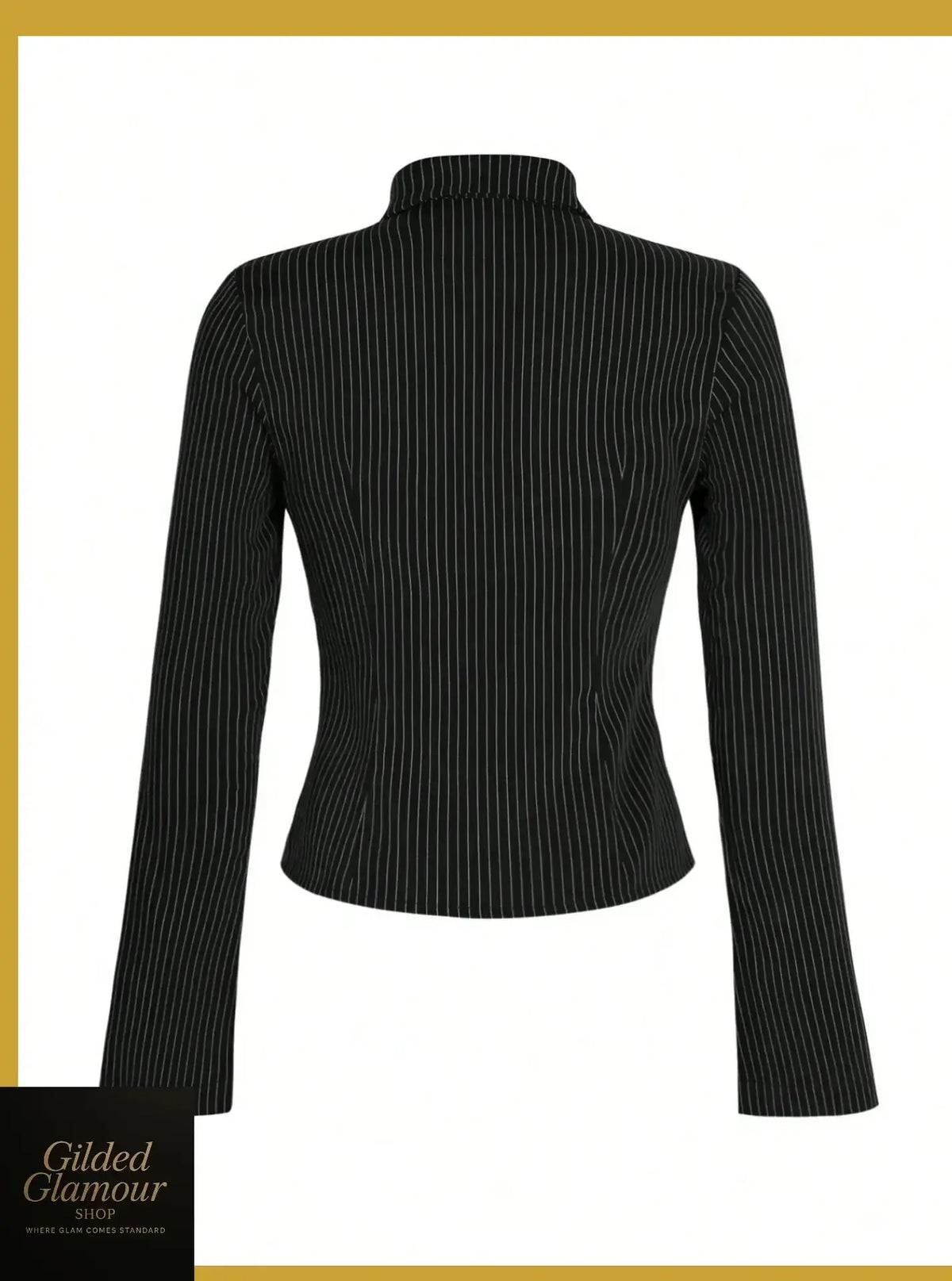 Plush Fashion Hub classic striped long sleeve button-up shirt with stretch fabric, suitable for workwear and casual wear.