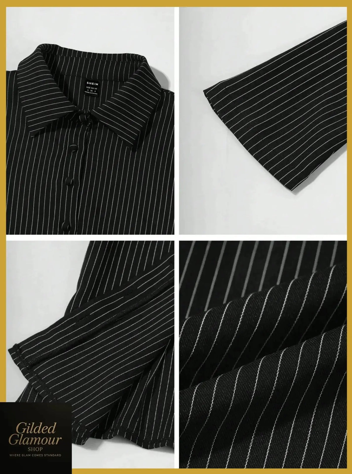 Plush Fashion Hub classic striped long sleeve button-up shirt with versatile stretch fabric, suitable for work or casual wear.