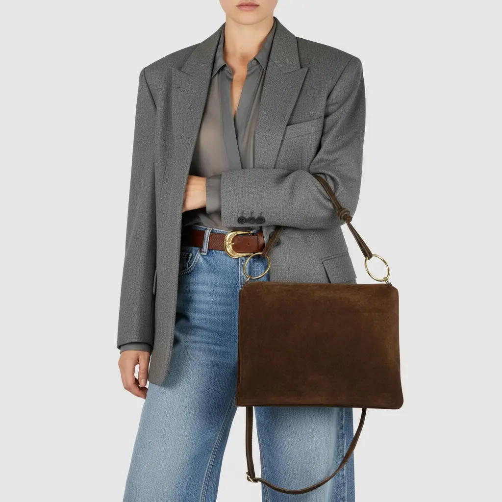 Suede Leather Shoulder Bag TAKEASY