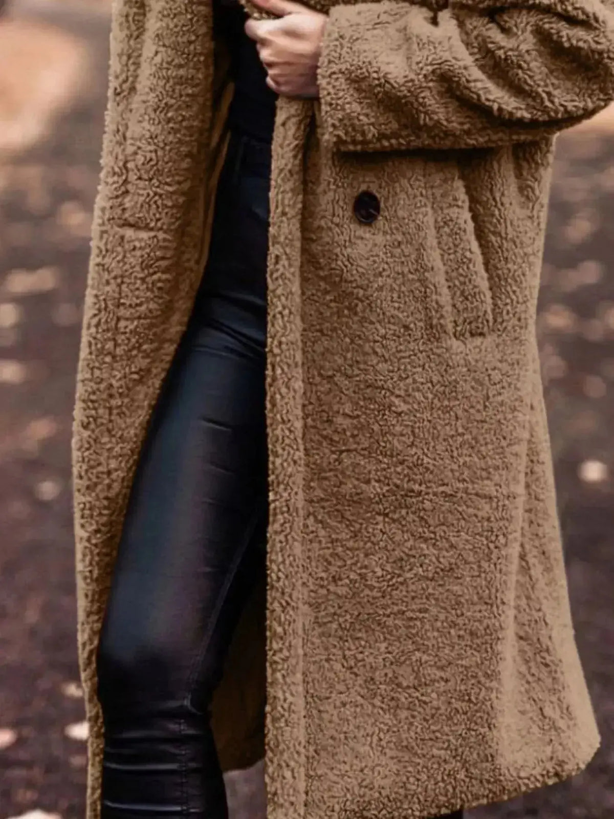Lightweight plush teddy bear longline hooded jacket by Plush Fashion Hub, soft fleece outerwear with cozy hood and relaxed fit.