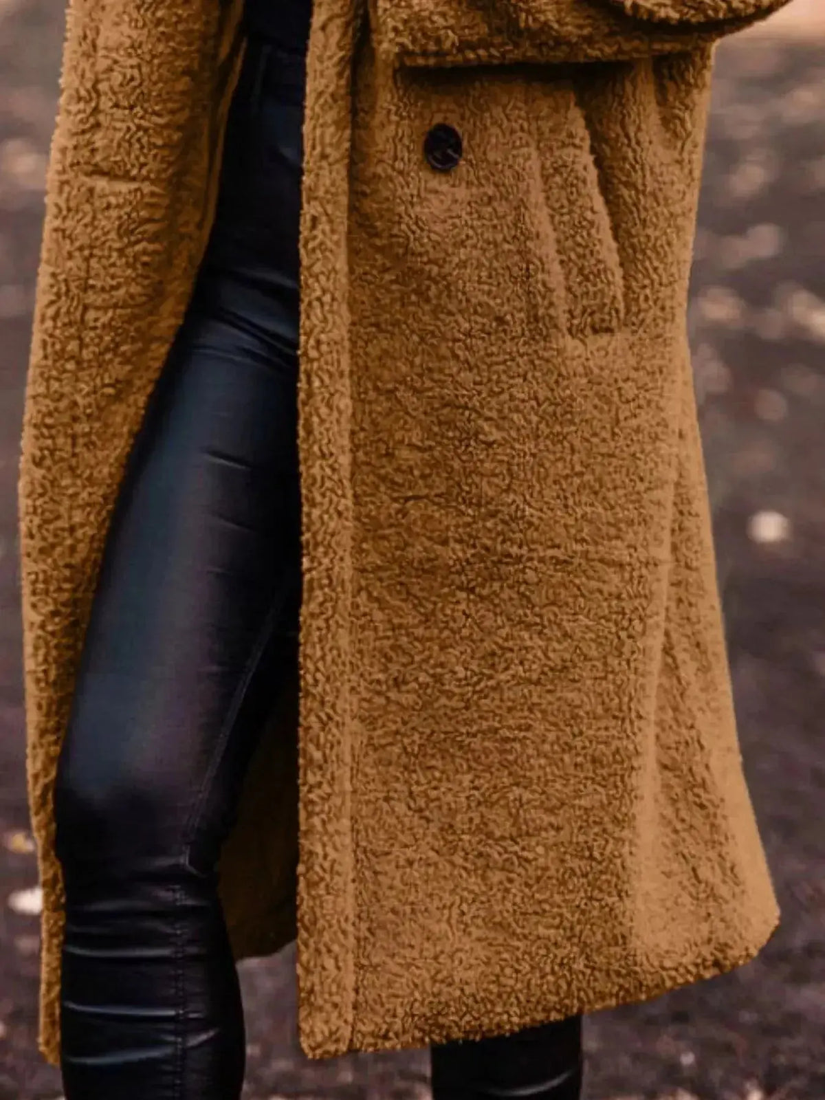 Lightweight plush teddy bear hooded longline jacket by Plush Fashion Hub, soft cozy outerwear with a hood and relaxed fit.