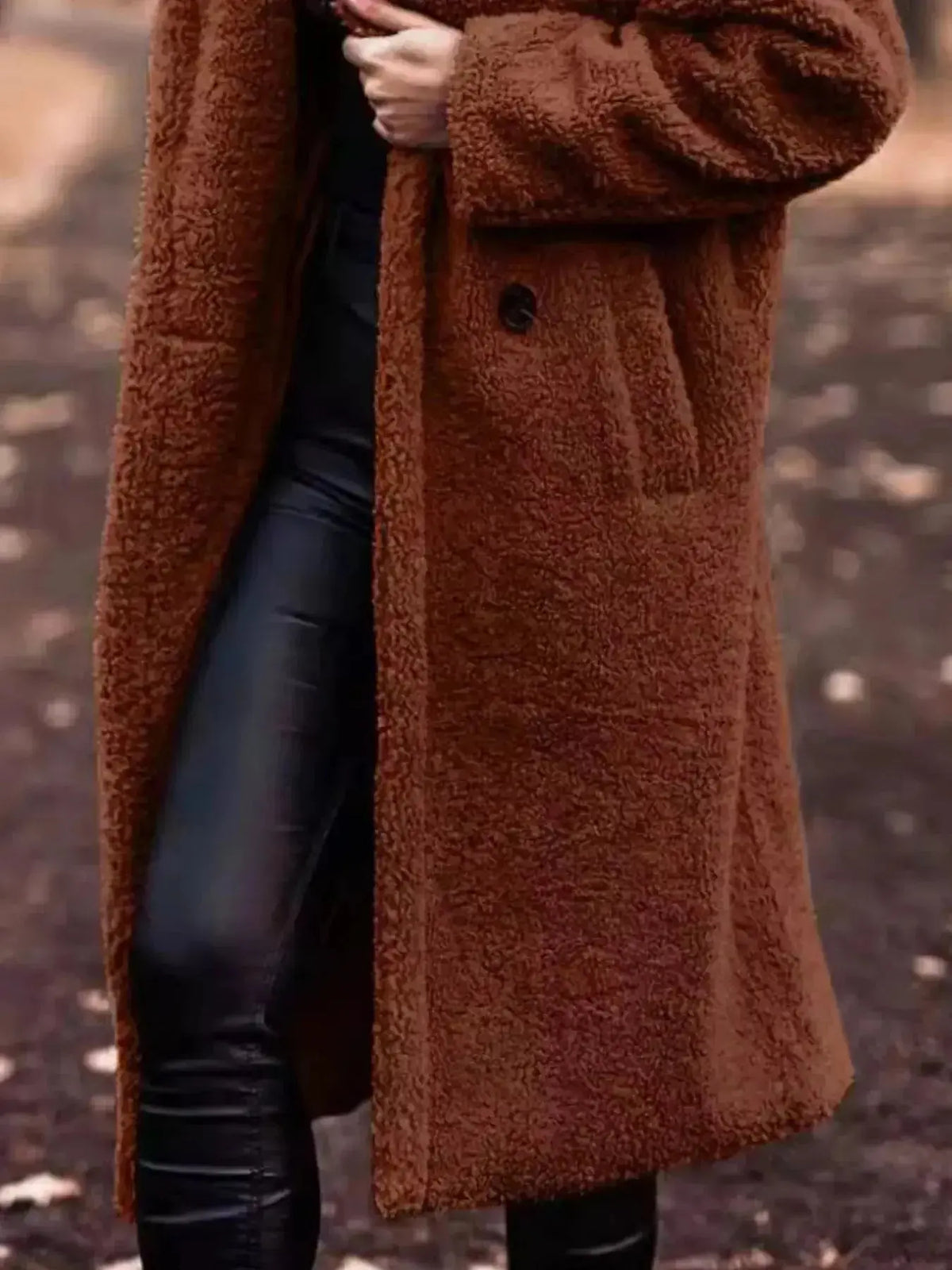 Soft plush teddy bear longline hooded jacket from Plush Fashion Hub, lightweight outerwear with cozy teddy bear design.