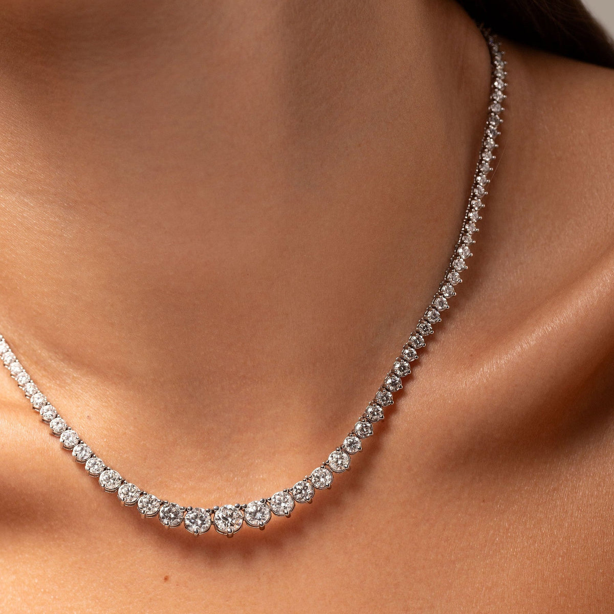 20 CT Created White Sapphire Graduated Tennis Necklace - G-H Color, SI Clarity-1