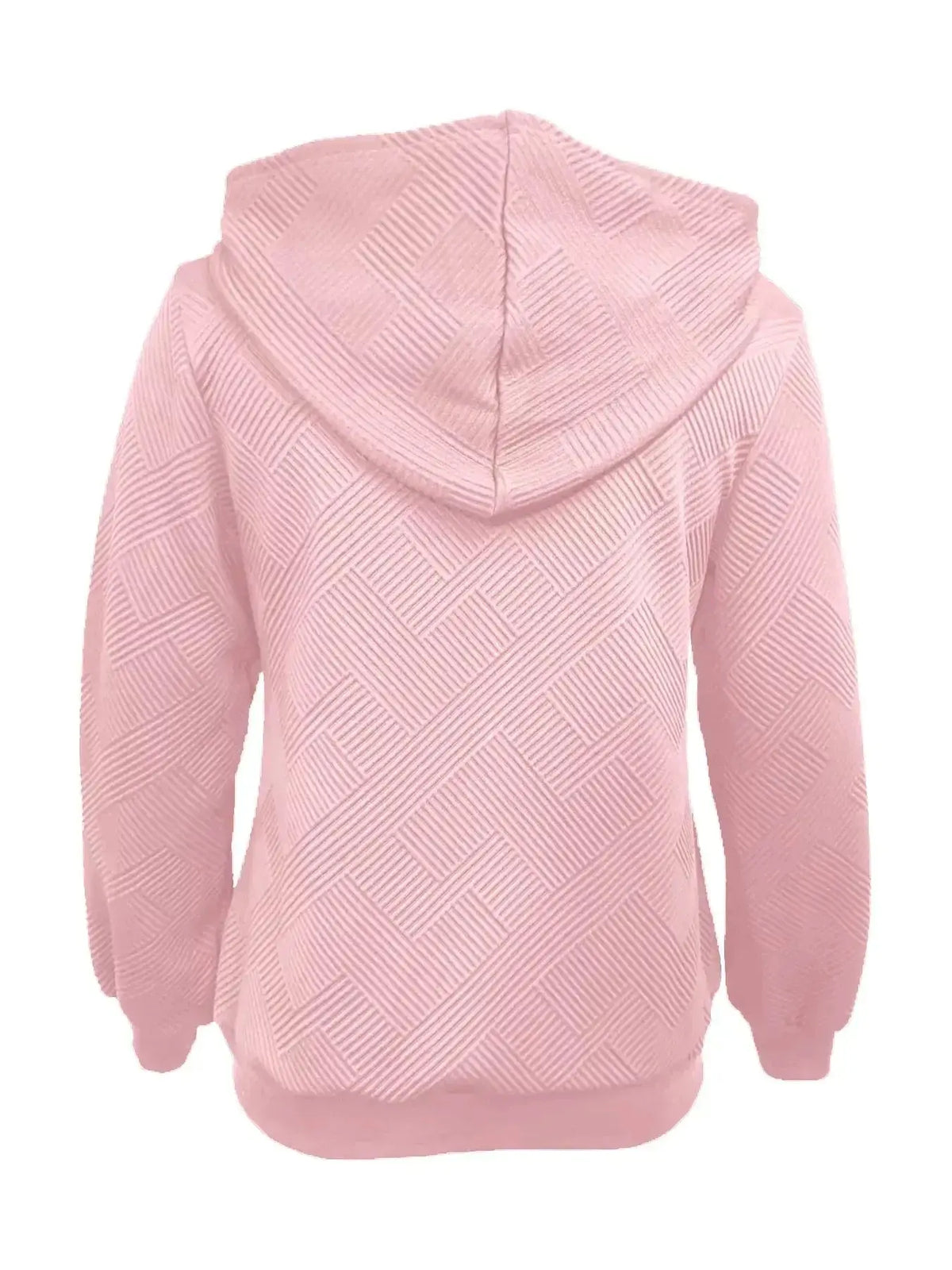 Women’s textured zip-up hoodie with adjustable drawstring from Plush Fashion Hub, featuring a cozy, stylish design and front zipper.