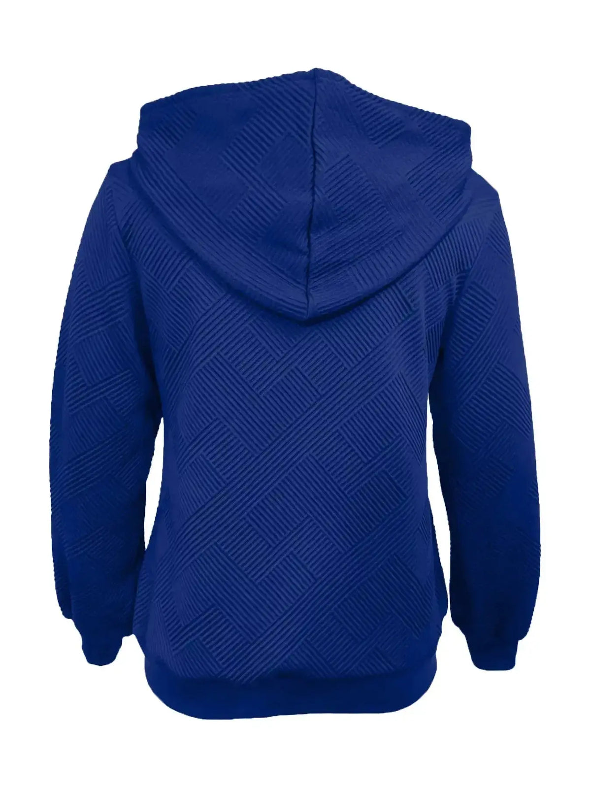 Women’s textured zip-up hoodie with adjustable drawstring from Plush Fashion Hub, featuring a cozy, stylish design.