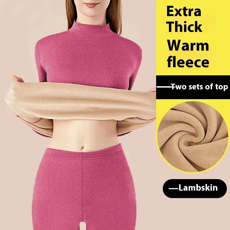 Thickened High-necked Lambswool Dralon Thermal Underwear Women's Suit Social Buzz eSIMs