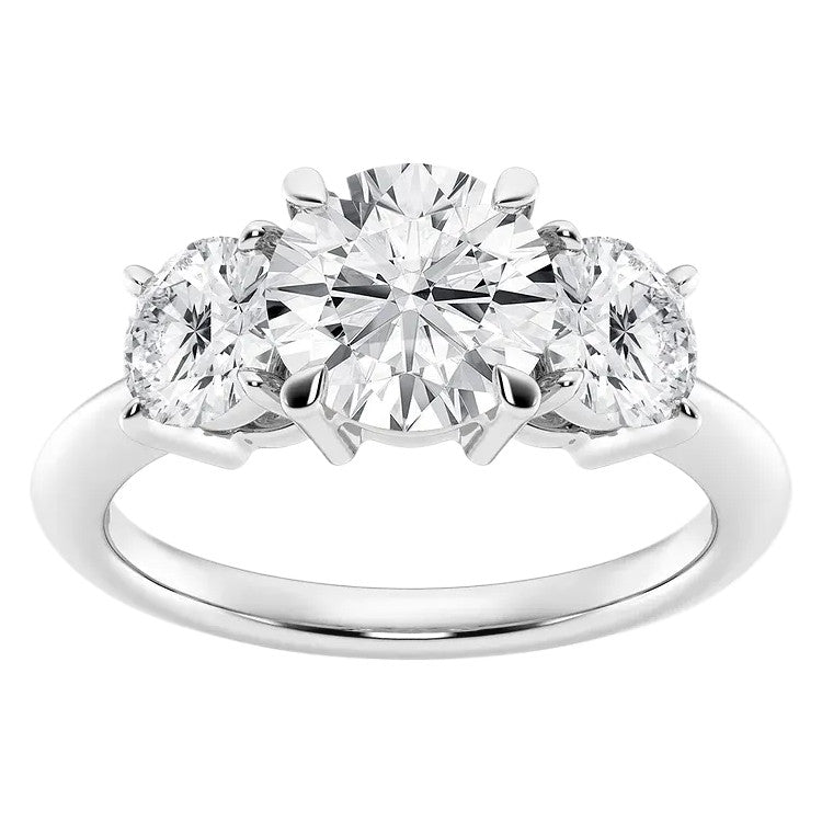 AGI Certified 2 CTW Classic Three-Stone Round Lab-Grown Diamond Engagement Ring – G/VS – 14K White Gold Over Sterling-0