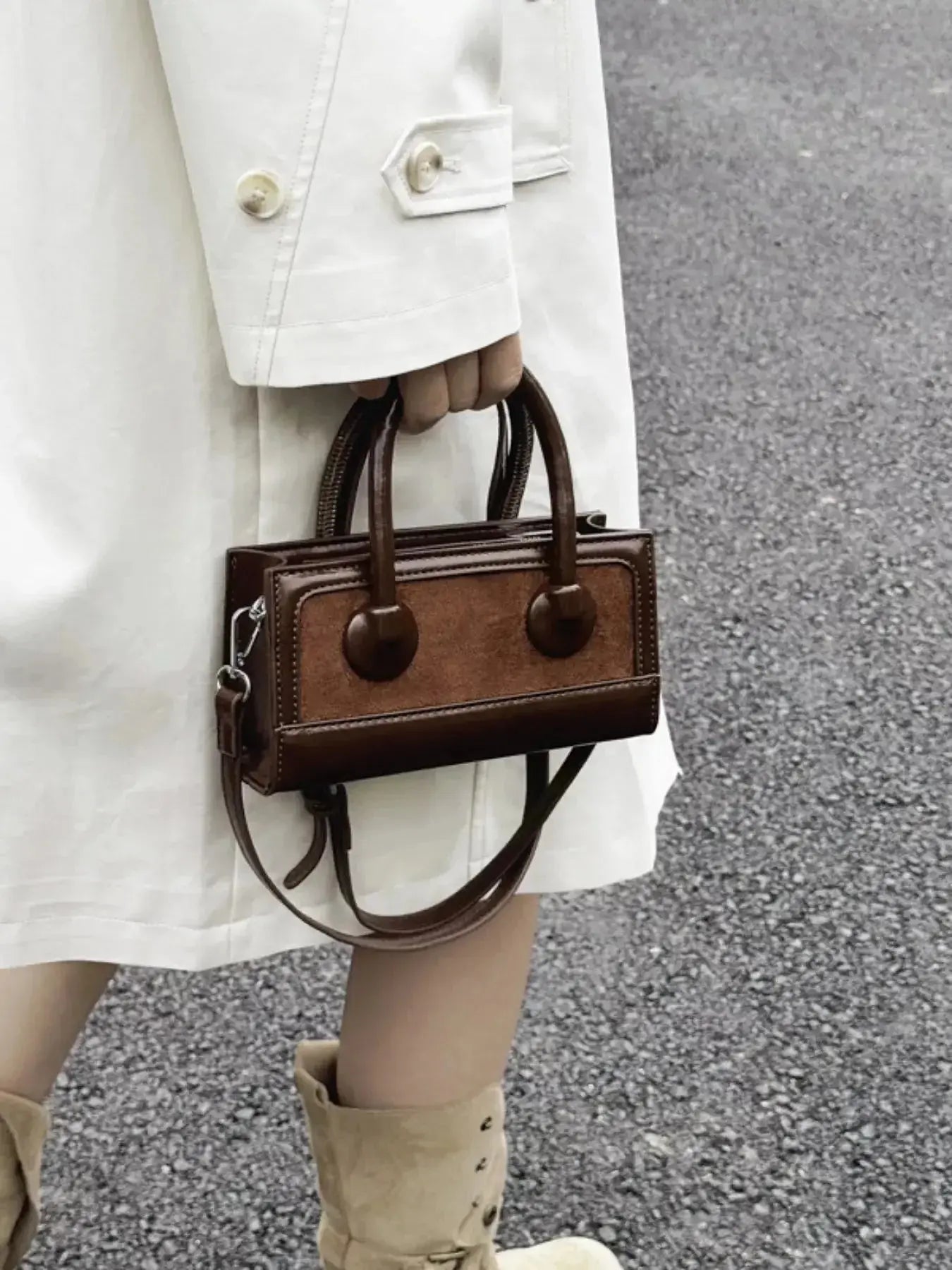 Premium leather top-handle crossbody bag by Plush Fashion Hub, versatile structured handbag with a sleek design.