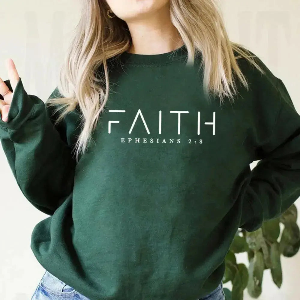 Trendy Faith Bible Verse Christian crewneck sweatshirt by Plush Fashion Hub featuring inspirational scripture design.