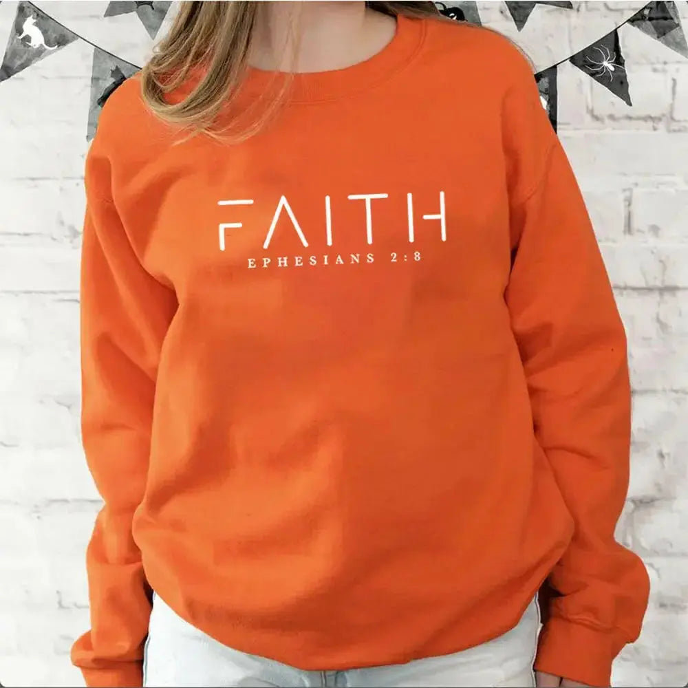 Trendy faith Bible verse Christian crewneck sweatshirt by Plush Fashion Hub, featuring inspirational religious text on soft fabric.