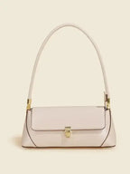 Urban solid leather shoulder bag with minimalist design, zip-up closure, and crossbody style from Plush Fashion Hub.