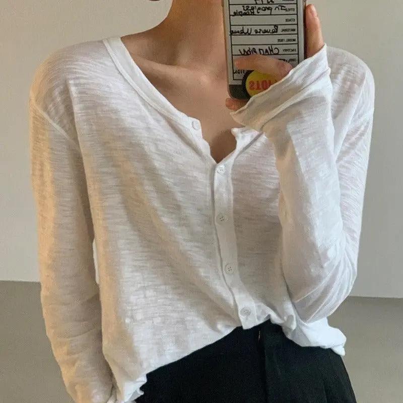 V-Neck Slim Fit Versatile Single Breasted Cardigan Plush Fashion Hub