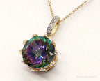 VTG Mystic Topaz Cubic Zirconia Gold Vermeil Sterling Silver Crown Necklace - Plush Fashion Hub