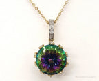 VTG Mystic Topaz Cubic Zirconia Gold Vermeil Sterling Silver Crown Necklace - Plush Fashion Hub