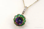VTG Mystic Topaz Cubic Zirconia Gold Vermeil Sterling Silver Crown Necklace - Plush Fashion Hub