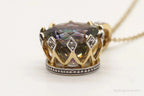 VTG Mystic Topaz Cubic Zirconia Gold Vermeil Sterling Silver Crown Necklace - Plush Fashion Hub