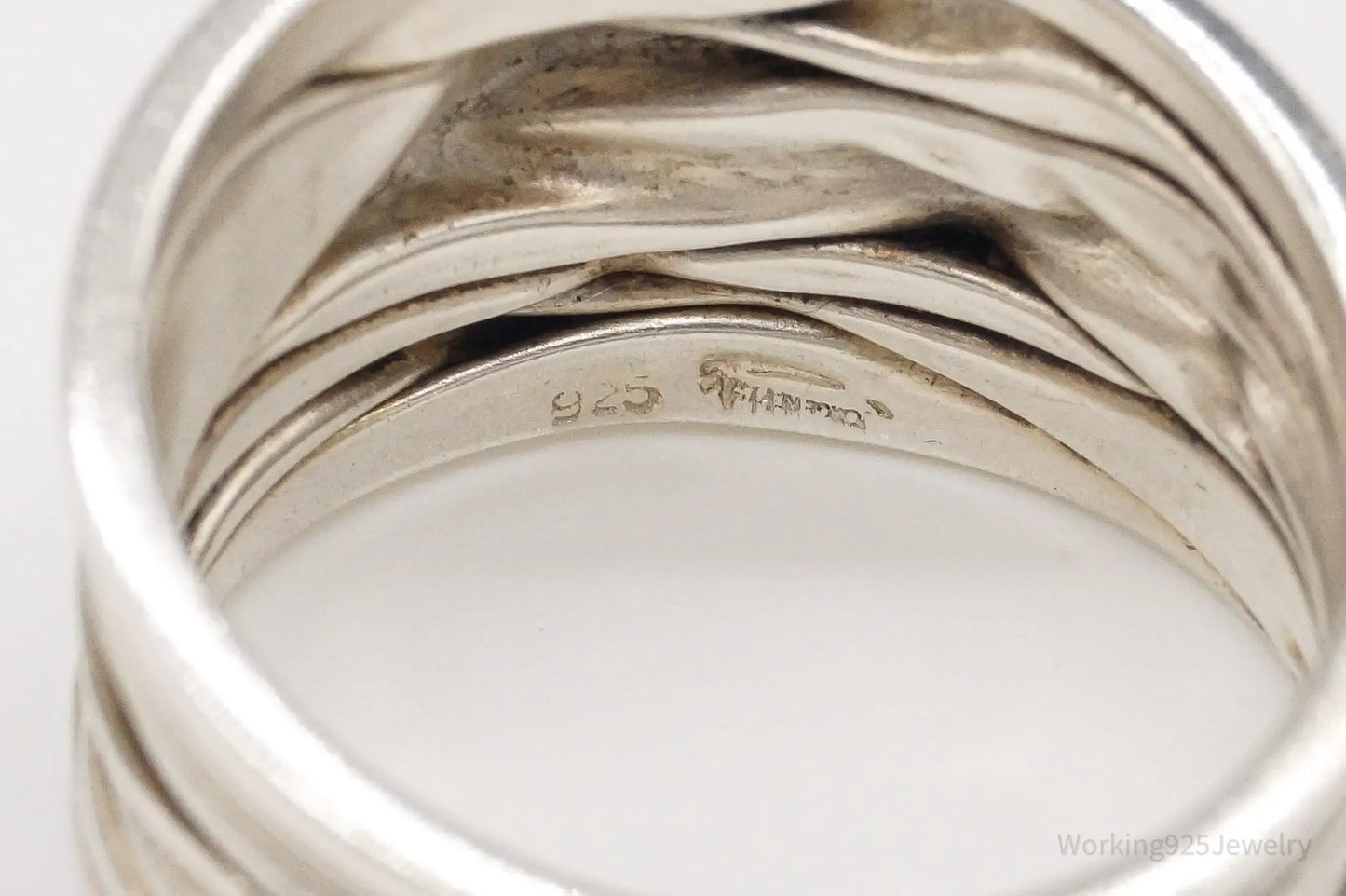 Vintage Crinkle Design Sterling Silver Band Ring - Size 11.25 Plush Fashion Hub