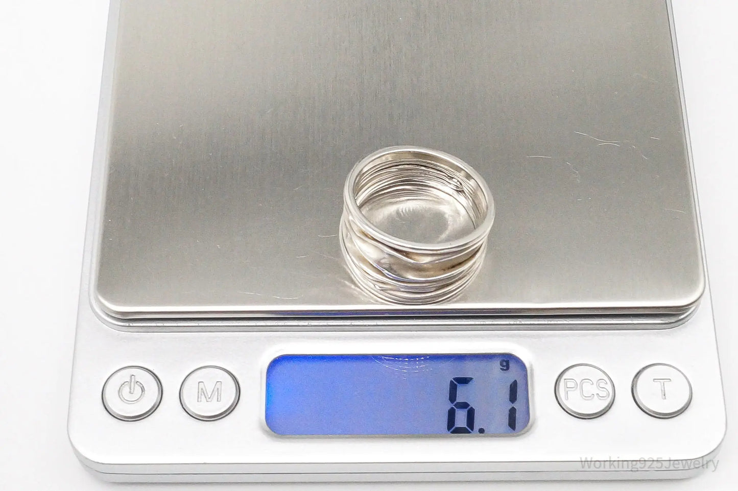 Vintage Crinkle Design Sterling Silver Band Ring - Size 11.25 Plush Fashion Hub