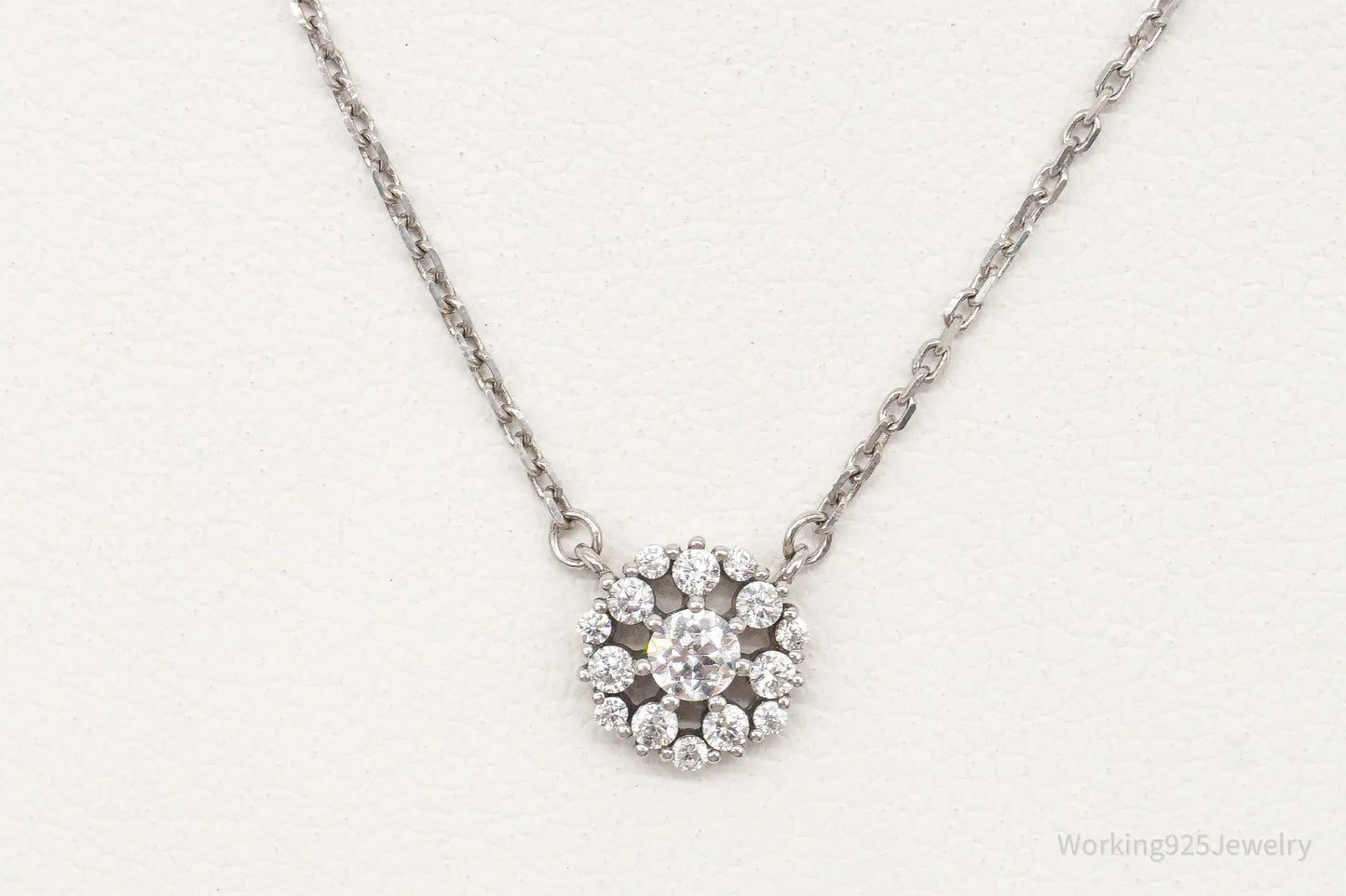 Vintage Cubic Zirconia Sterling Silver Necklace Plush Fashion Hub