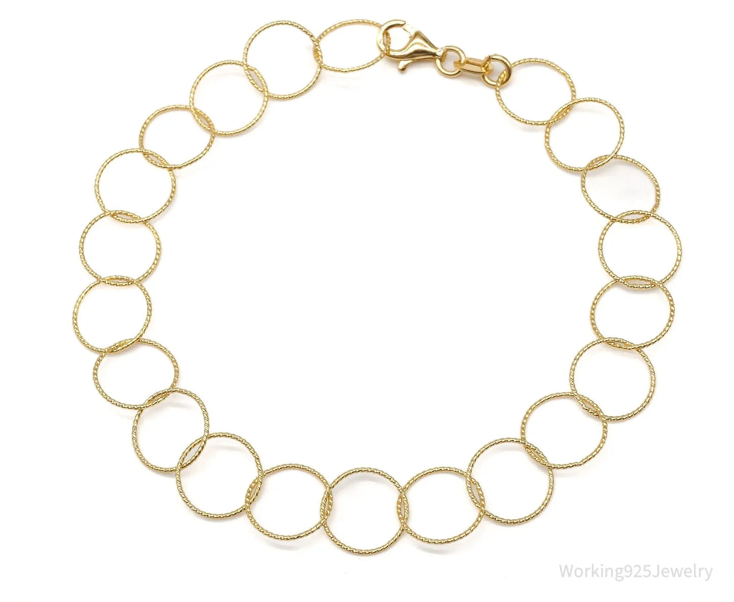 Vintage Danecraft Circle Chain Link Gold Vermeil Sterling Silver Bracelet Plush Fashion Hub