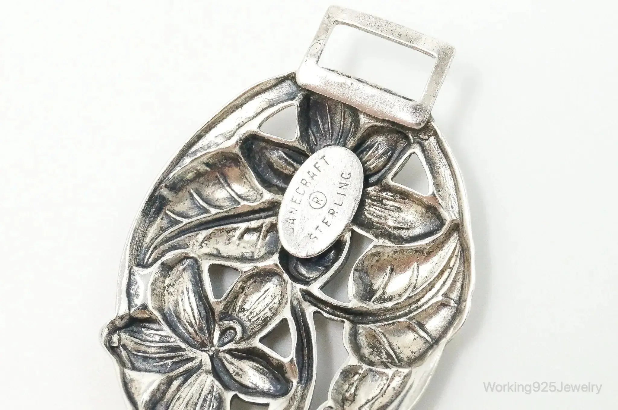 Vintage Danecraft floral panels sterling silver bracelet with intricate floral designs, jewelry accessory from Plush Fashion Hub