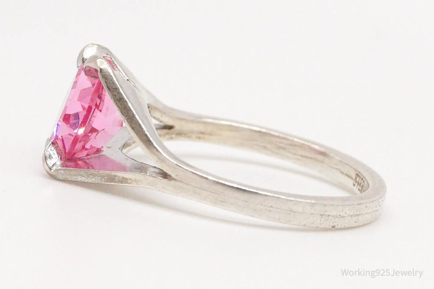 Vintage Designer Espo Pink Cubic Zirconia Sterling Silver Ring - Size 5 Plush Fashion Hub