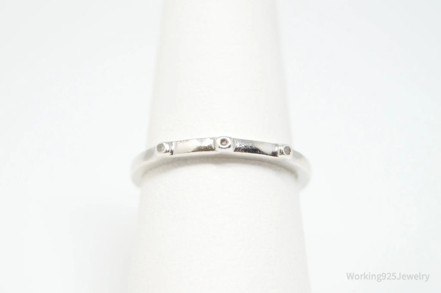 Vintage Designer Heng Ngai Diamond Sterling Silver Ring - Size 6.75 Plush Fashion Hub