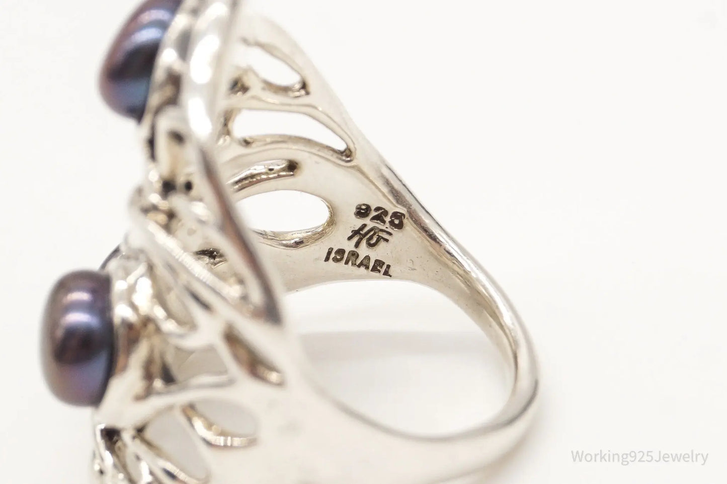 Vintage Designer Heng Ngai Pearl Sterling Silver Ring - Size 6 Plush Fashion Hub