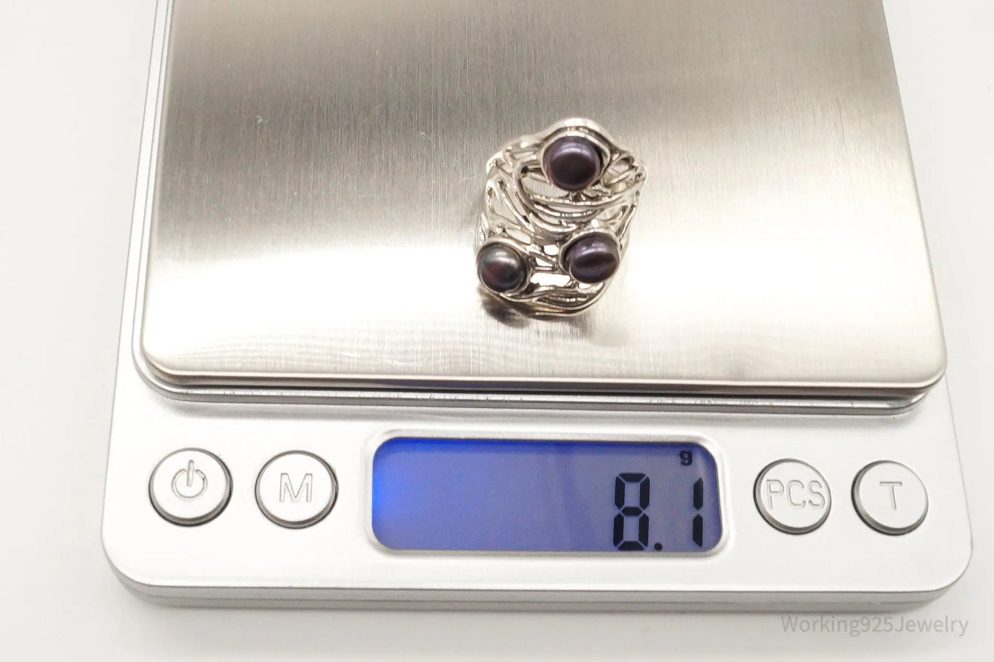 Vintage Designer Heng Ngai Pearl Sterling Silver Ring - Size 6 Plush Fashion Hub