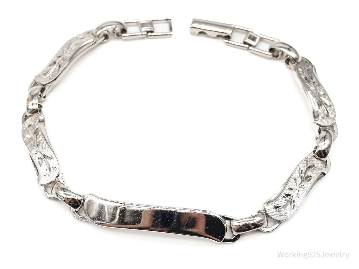 Vintage Designer LaMode Name ID Bar Sterling Silver Bracelet Plush Fashion Hub