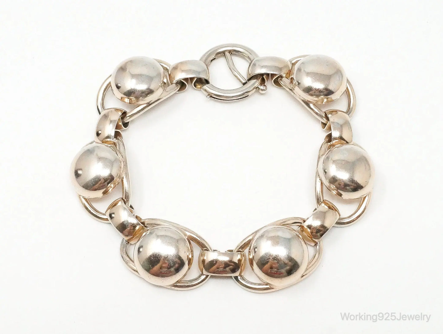 Vintage Designer Napier Modern Large Links Gold Tone Sterling Silver Bracelet Plush Fashion Hub