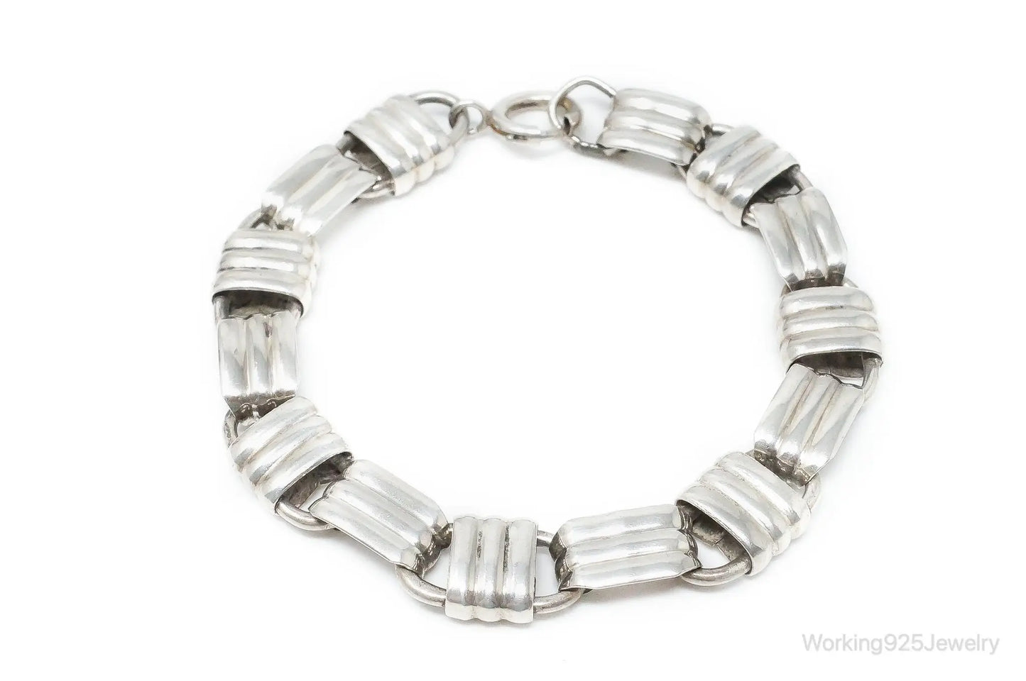 Vintage Designer Napier Modern Large Links Sterling Silver Bracelet Plush Fashion Hub