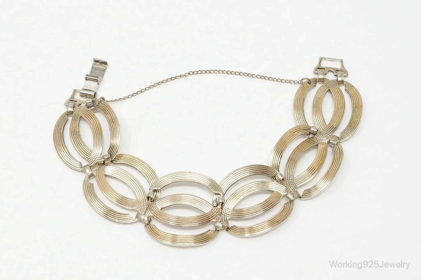 Vintage Designer Symmetalic 14K Gold Art Deco Sterling Silver Bracelet - Plush Fashion Hub