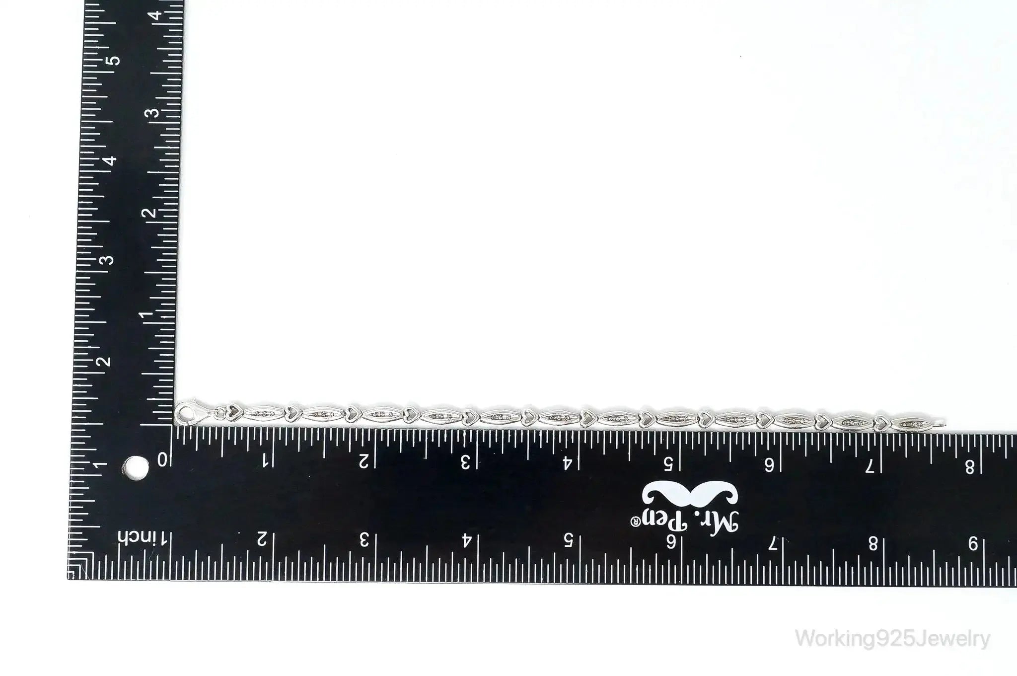 Vintage Diamonds Linked Hearts Sterling Silver Bracelet - Plush Fashion Hub