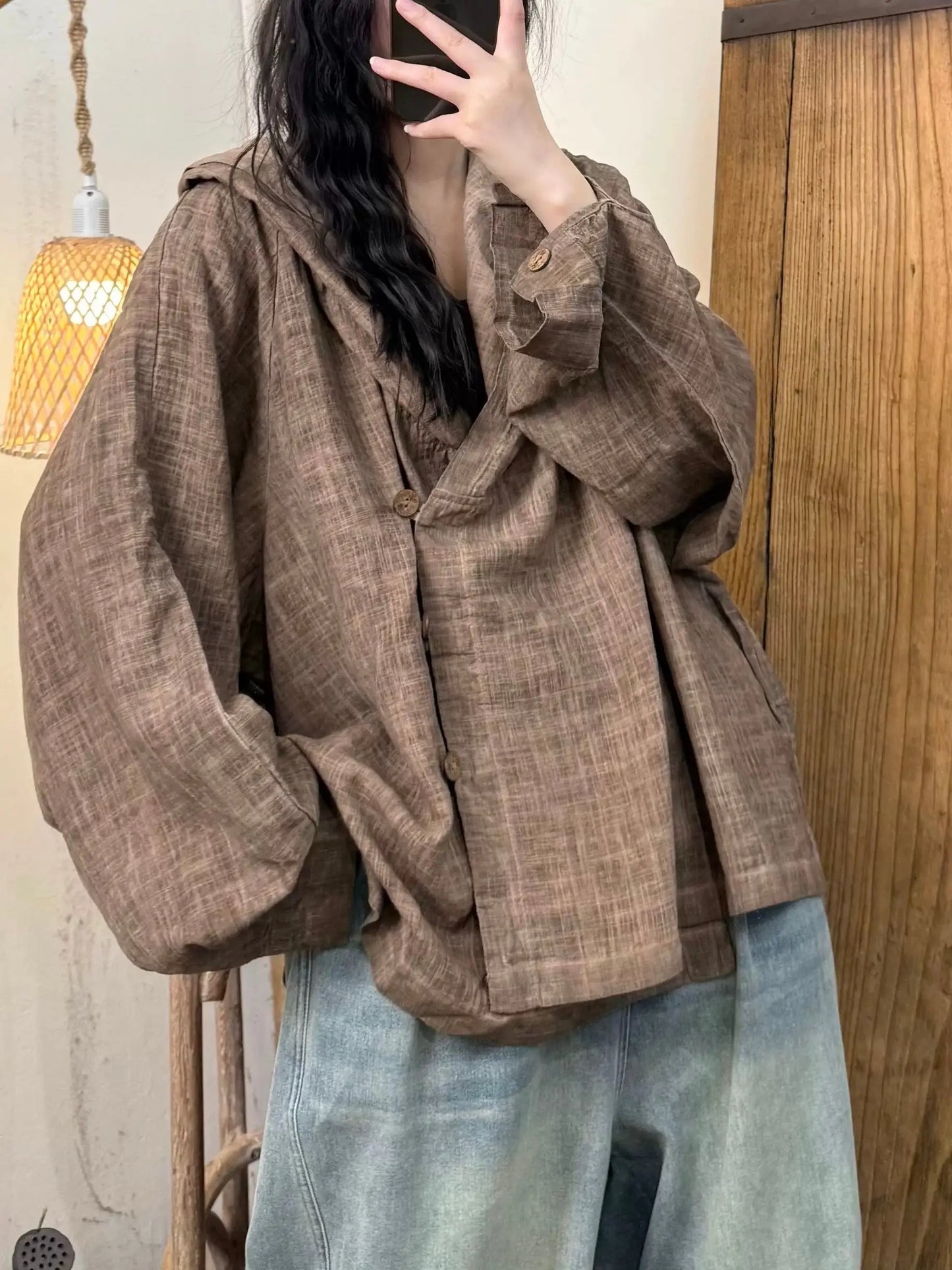 Vintage Distressed Couture Button-Down Jacket Plush Fashion Hub