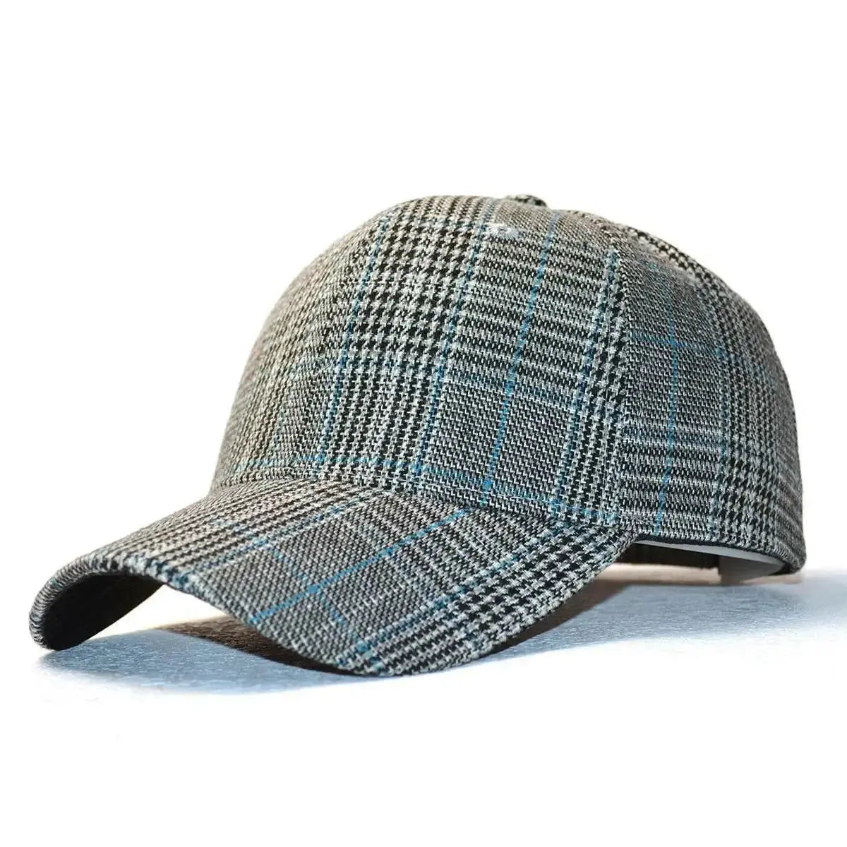 Vintage plaid baseball cap by Plush Fashion Hub, unisex adjustable hat with classic heritage pattern and blended fabric design.