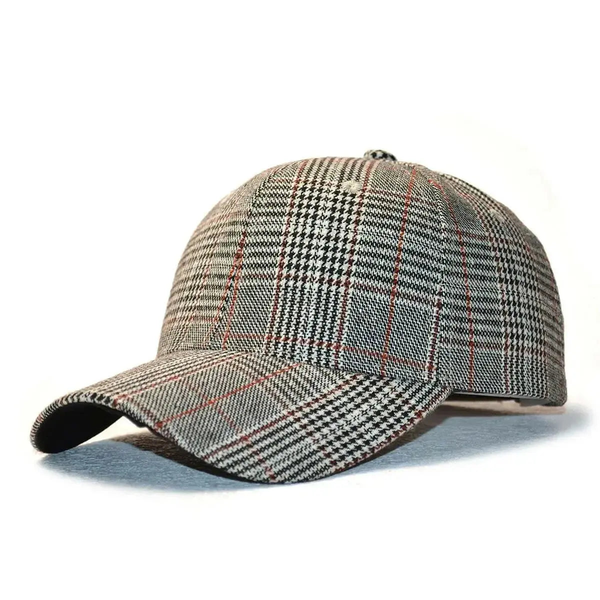Vintage plaid baseball cap by Plush Fashion Hub, unisex adjustable hat with classic heritage pattern and stylish design.