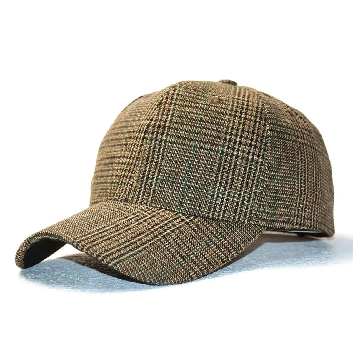 Vintage plaid baseball cap by Plush Fashion Hub, unisex adjustable hat with classic heritage pattern and casual style.