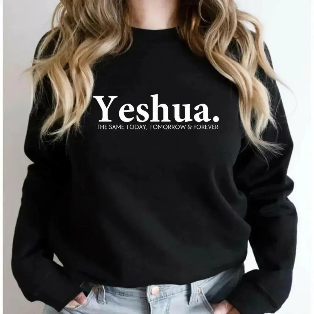 Vintage Yeshua Christian faith sweatshirt by Plush Fashion Hub featuring retro religious design and comfortable fabric.