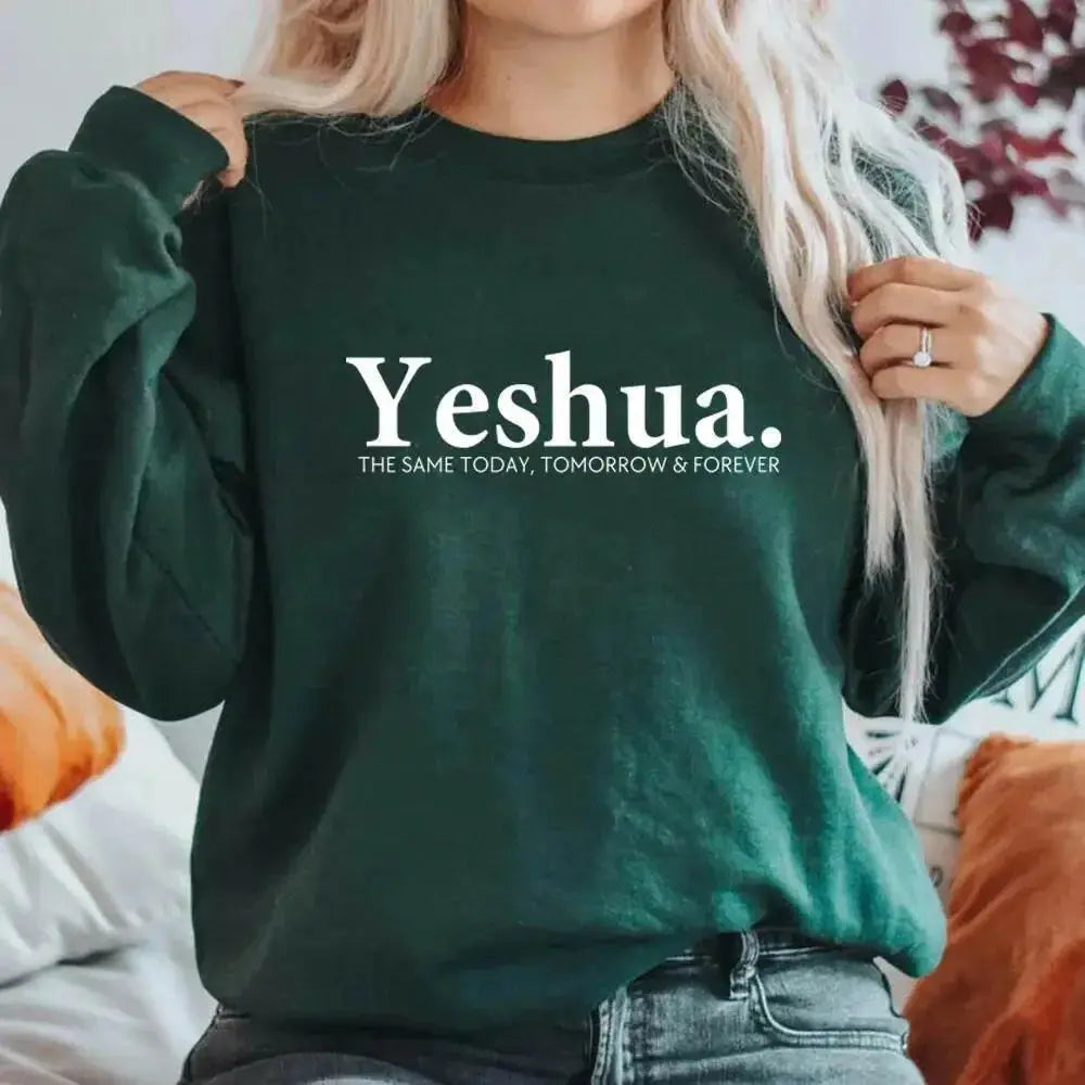 Vintage Yeshua Christian faith sweatshirt by Plush Fashion Hub, retro religious sweatshirt with faith-themed design.