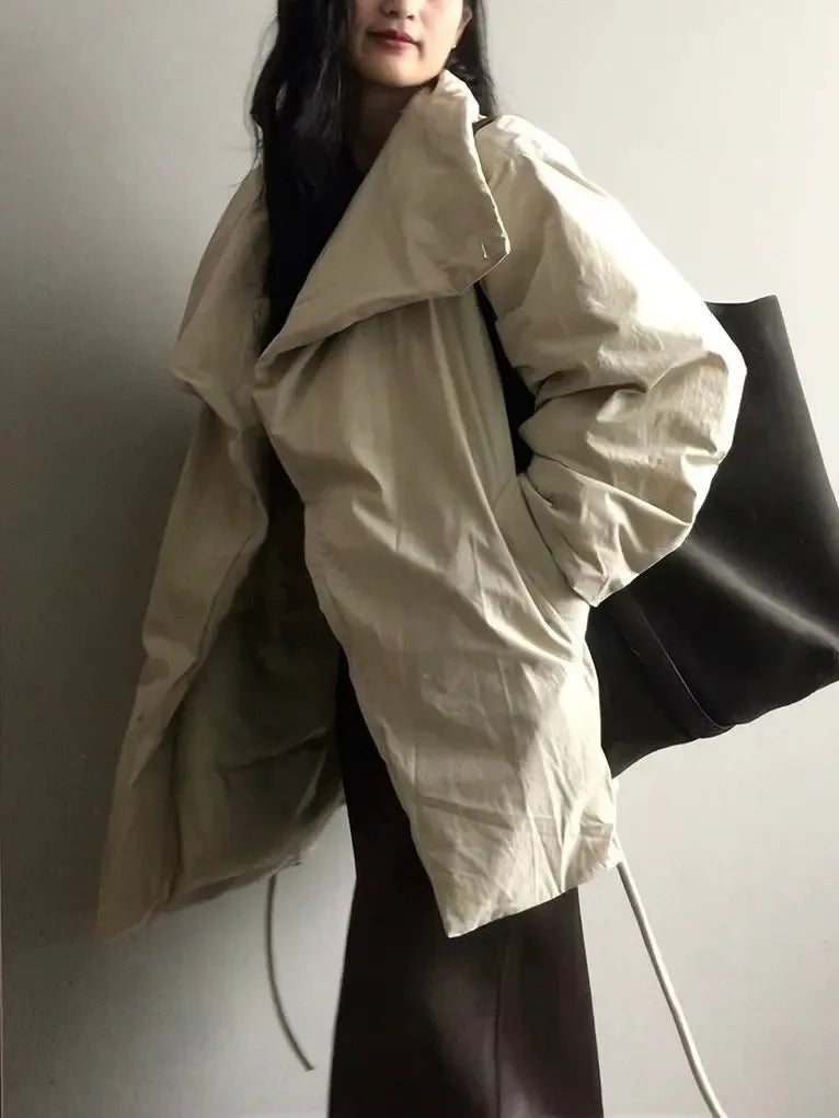 Waist-Hugging Stand-Up Collar Thickened Puffer Jacket - Fitted Silhouette - Plush Fashion Hub