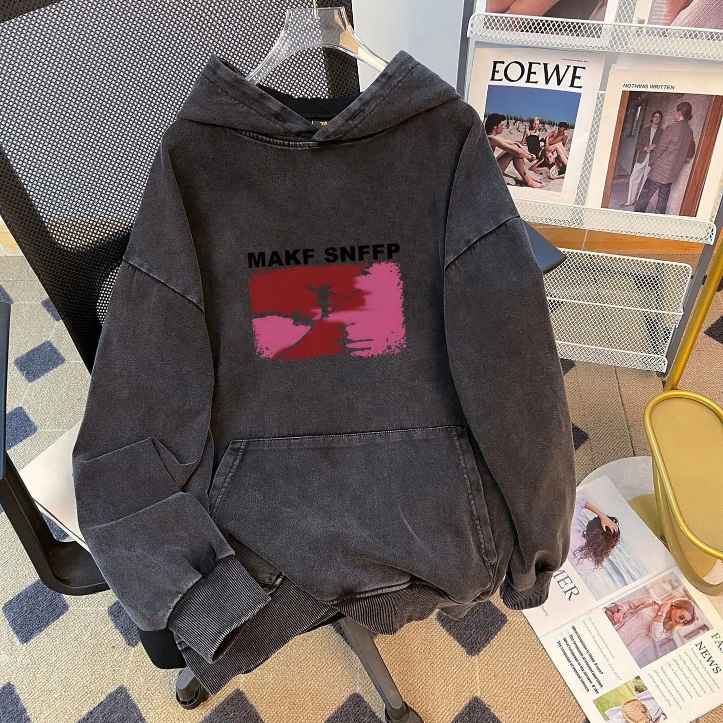 Washed Distressed Thickened Composite round Neck Hooded Women Autumn Winter Casual Brand Velvet Hoodie Perfecsy