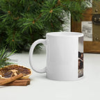 White glossy ceramic coffee mug from Plush Fashion Hub, modern minimalist design, durable and perfect for daily use.