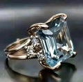 Wide natural stone statement ring by Plush Fashion Hub featuring geometric unisex design in blue artisan jewelry style.