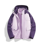 Social Buzz eSIMs 3-in-1 shell jacket, windproof and waterproof outerwear with removable layers, designed for versatile weather protection.