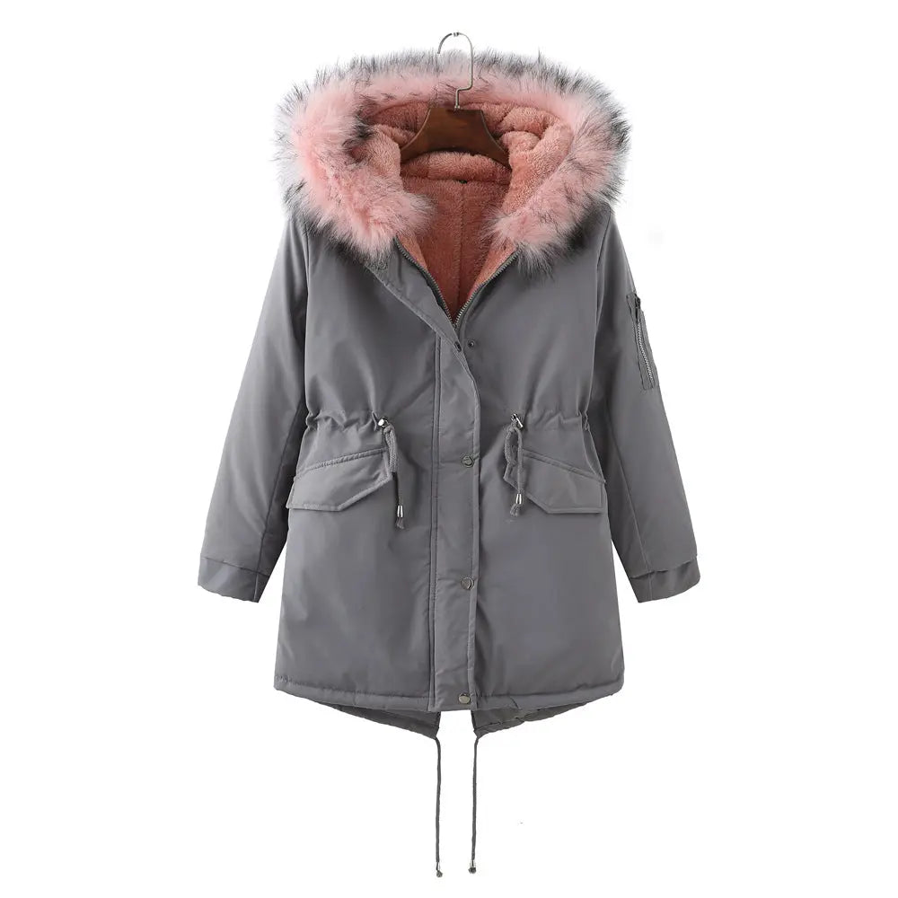 Winter Fleece-Lined Thickened -Size Cotton-Padded Coat Plus Size Perfecsy