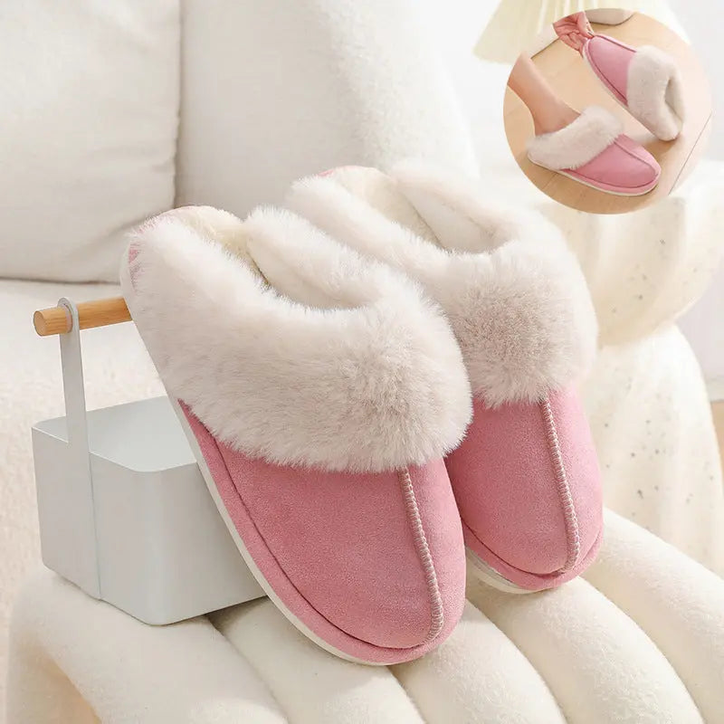 Winter Warm Plush Home Slippers Indoor Fur Slippers Women Soft Lined Cotton Shoes Plush Fashion Hub